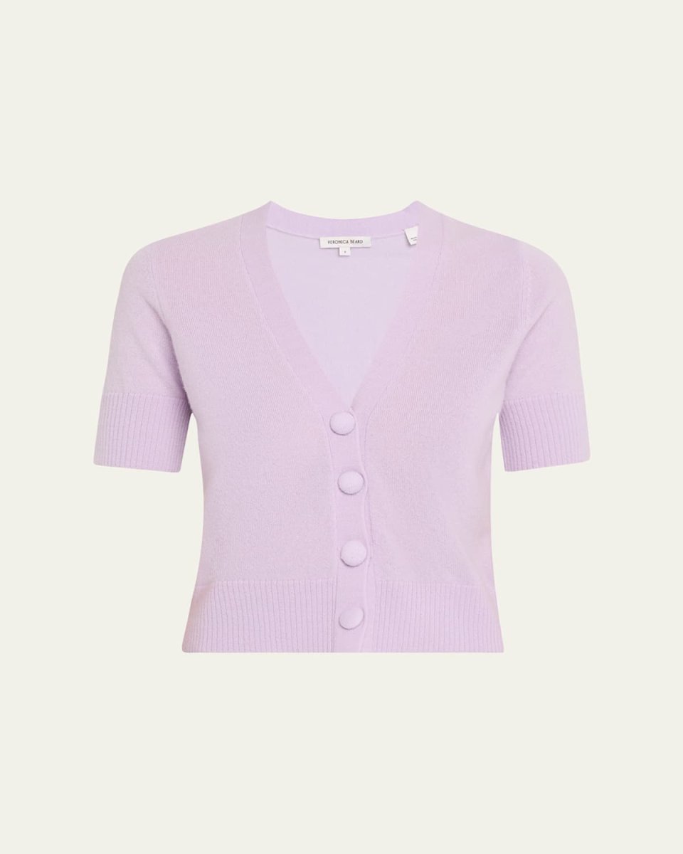Solene Short-Sleeve Cashmere Cardigan